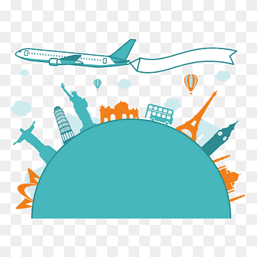 viaje de avión toalla de vuelo, viajes global de dibujos animados, personaje animado, azul, texto png thumbnail