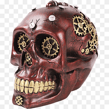 calavera calavera figurilla ciencia ficción steampunk, engranaje steampunk, máscara, engranaje steampunk, estatua png thumbnail