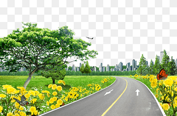 Road Pixel, Lawn on the road, building, landscape, road Construction png thumbnail