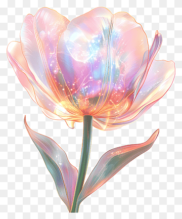 Holografisk tulipan, iriserende fargerik blomst, png thumbnail