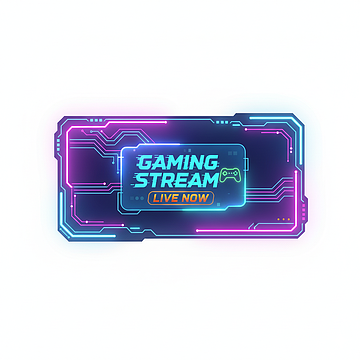 Neonleuchtender Cyberpunk-Rahmen, futuristisches holografisches Tag für Gaming-Streams, png thumbnail