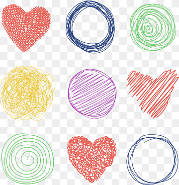 coração de cores sortidas e ilustração dos desenhos animados do círculo, geometria euclidiana, formas geométricas pintadas à mão coloridas, amor, aquarela Pintura, cor Splash png thumbnail