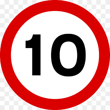 Speed limit Traffic sign Road, (10), driving, text, trademark png thumbnail