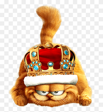 Garfield with crown on head, Garfield Jon Arbuckle, Garfield King Free, comics, cartoons, cartoon png thumbnail