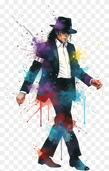 salpicaduras de acuarela de michael jackson moonwalking con sombrero fedora, png thumbnail
