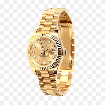 round gold-colored Rolex analog watch with link band, Rolex Mechanical watch Clock, Gold watches Rolex watches male table, gold Coin, watch Accessory, gold Label png thumbnail