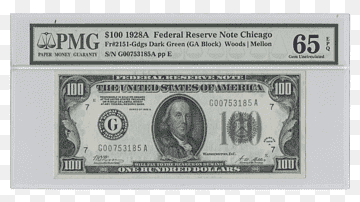 United States one hundred-dollar bill Federal Reserve Note United States Dollar Banknote United States five-dollar bill, banknote, 100, cash, united States Dollar png thumbnail