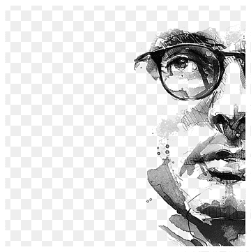 Dibujo a lápiz retrato en blanco y negro boceto, retrato de Francia, monocromo, pintura, lentes png thumbnail