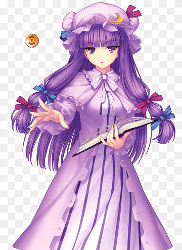 A personificação do diabo escarlate Rapsódia climática imaterial e poder desaparecido Patchouli Legacy of Lunatic Kingdom, outros, roxo, arte cg, cabelo preto png thumbnail