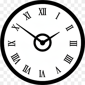 ilustración plana de la esfera del reloj con números romanos y manecillas, png thumbnail