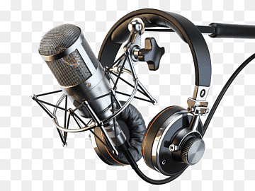 black wireless headphones on condenser microphone, Microphone Headphones Audio Recording studio Sound Recording and Reproduction, mic, electronics, audio Equipment, studio Monitor png thumbnail