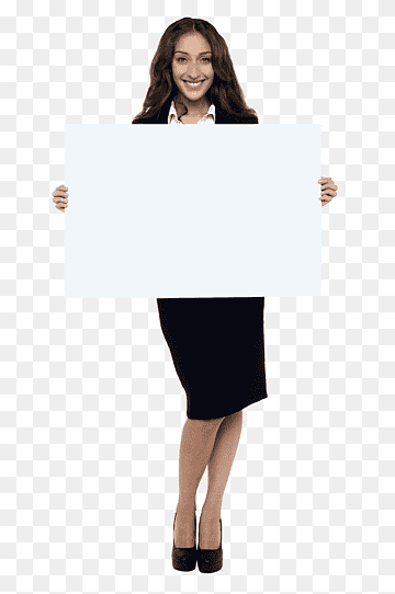mujer sosteniendo cartulina, banner de web de mujer sosteniendo publicidad de compañía, cartelera, blanco, gente, bandera png thumbnail