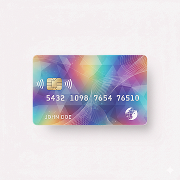 holographic credit card mockup, prism effect, png thumbnail