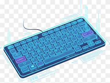 schwebende holografische Tastaturen, Cyberpunk-Flachillustration, png thumbnail