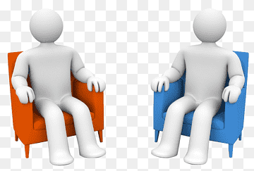 two person sitting on chairs, Business Management Service Company Organization, Blue 3D Business villain PPT material, business Woman, hand, public Relations png thumbnail