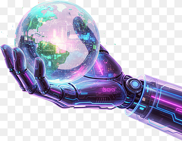 neon kyberneettinen käsi holografinen maapallo futuristinen taide, png thumbnail