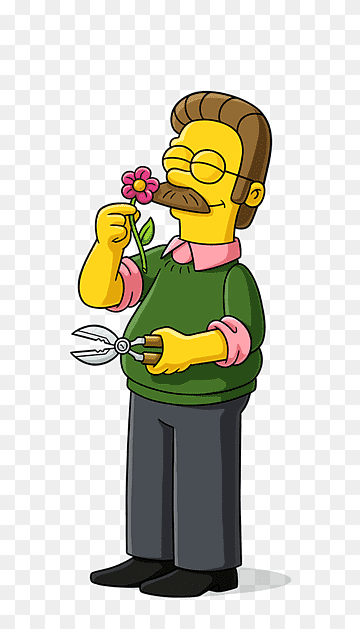 Simpson character illustration, Ned Flanders Marge Simpson Homer Simpson Krusty the Clown Bart Simpson, the simpsons, food, vertebrate, cartoon png thumbnail
