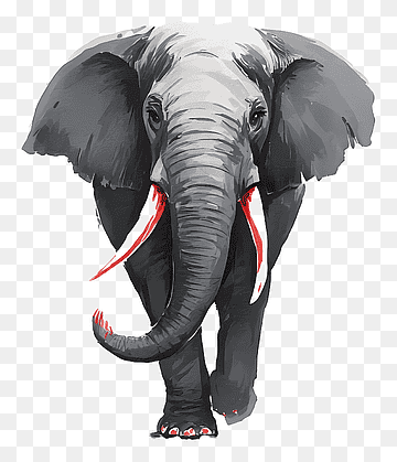 pintura de tinta de elefante, elefante con ilustración de colmillo sangriento, png thumbnail