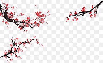 Plum blossom Ink wash painting Watercolor painting, Red Plum, winter, branch, poster png thumbnail
