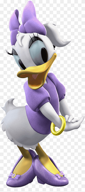 Daisy Duck illustration, Daisy Duck Mickey Mouse Donald Duck Minnie Mouse Clarabelle Cow, mickey and minnie, purple, heroes, vertebrate png thumbnail