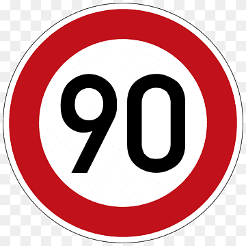 Speed limit Road Traffic sign Kilometer per hour graphy, ninety, text, trademark, logo png thumbnail