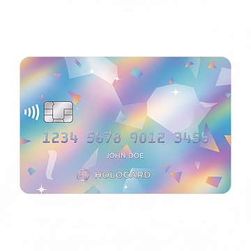 holographic credit card mockup flat-illustration, png thumbnail