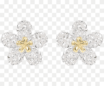 two silver-colored accessories, Earring Swarovski AG Flower Crystal Gold, Swarovski jewelry flower earrings, gemstone, white, ring png thumbnail